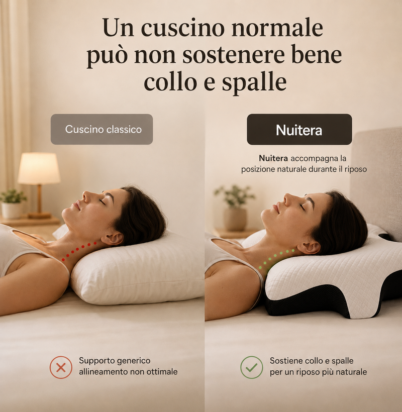Cuscino Cervicale Ergonomico – Supporto per Collo e Spalle durante il Riposo